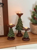 Retro Noel Mumluk - Seramik Yıldız Noel Ağacı Gece Lambası (2 Adet) - 10
