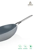 Sera Nova Yanmaz Yapışmaz Seramik Wok Tava 28 cm – Gri - 3