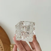 Buz Küpü Avrupa Retro Kristal Cam Mumluk - Kozalak (2 Çay Mumu + 1 Kibrit) - 6