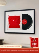 Gramofon Kayıt Saklama Fotoğraf Çerçevesi - Masif Ahşap Çam Siyah - 54x74cm - Model 2 - 3