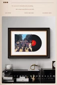 Gramofon Kayıt Saklama Fotoğraf Çerçevesi - Masif Ahşap Çam Siyah - 54x74cm - Model 2 - 12