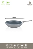 Sera Nova Yanmaz Yapışmaz Seramik Wok Tava 28 cm – Gri - 4