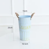 İskandinav Demir Çiçek Kovası Vazo - Retro Gök Mavisi - 40cm thumbnail 9