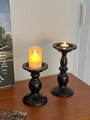 Retro Roma Sütunu Demir Şamdan - Yüksek + Alçak + Dijital Mum Lamba (5*8cm) + Rubik Küp Aromaterapi - 6