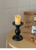 Retro Roma Sütunu Demir Şamdan - Yüksek + Alçak + Dijital Mum Lamba (5*8cm) + Rubik Küp Aromaterapi - 9