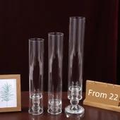 Kristal Cam Tek Mumlu Şamdan - 6*42cm - 2