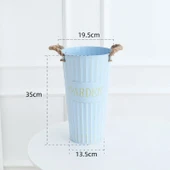 İskandinav Demir Çiçek Kovası Vazo - Retro Gök Mavisi - 40cm thumbnail 11