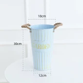 İskandinav Demir Çiçek Kovası Vazo - Retro Gök Mavisi - 40cm thumbnail 10