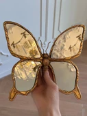 Retro Kelebek Ayna Süsü - Beyaz El Aynası - 34x27 cm - 7
