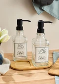 Lozione 2’li Mutfak Sıvı Sabunluk Seti - Bambu Stantlı Sıvı Sabunluk Takımı - 2x500 ML - 3