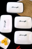 TABAK EVİ Motto Gift Kayık Tabak 4 lü 17x12x3cm - 3