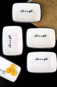 TABAK EVİ Motto Gift Kayık Tabak 4 lü 17x12x3cm - 5