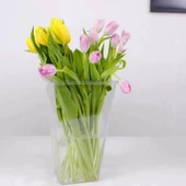 Akrilik Çiçek Tüpü - Büyük Boy Yuvarlak Yüksek Şeffaf - 38cm thumbnail 11