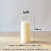 Isıya Dayanıklı Cam Mumluk - 8.5cm Çap * 20cm Yükseklik + Mum - 1