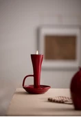 Kırmızı Seramik Mumluk - Çin Tarzı - Yasak Şehir Kırmızı Perde - 7