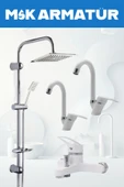Dubai Robot Beyaz Krom Baston 4 Lü Set - 1