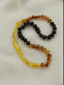 Kolye Kehribar Amber Doğaltaş Karışık Renkli Düğümlü Bebek Kolyesi - 4