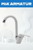 Beyaz Krom Baston Lavabo Bataryası Çeşmesi - 2