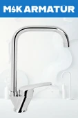 Krom Sürgülü Köşe Eviye Lavabo Banyo Bataryası 4 Lü Set - 3