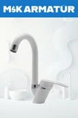 Beyaz Krom Baston Lavabo Bataryası Çeşmesi - 1