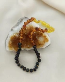 Kolye Kehribar Amber Doğaltaş Karışık Renkli Düğümlü Bebek Kolyesi - 1