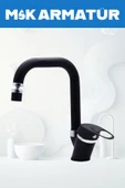 Siyah Krom Oynar Başlıklı Köşe Lavabo Bataryası Çeşmesi - 2