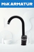 Siyah Krom Baston Lavabo Bataryası Çeşmesi - 3