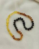 Kolye Kehribar Amber Doğaltaş Karışık Renkli Düğümlü Bebek Kolyesi - 5