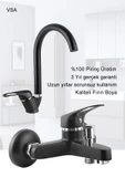 Siyah Robot Yağmurlama Duş Seti Mix Siyah Banyo Lavabo Bataryası Seti - 2
