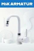 Beyaz Krom Armut Mafsallı Köşe Borulu Lavabo Bataraysı Çeşmesi - 2