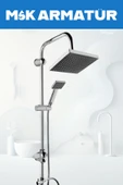 Krom Robot Duş Baston Lavabo Banyo 3 Lü Set - 2