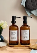 Lozione 2’li Mutfak Sıvı Sabunluk Seti - Bambu Stantlı Sıvı Sabunluk Takımı - 2x500 ML, Siyah Amber thumbnail 1