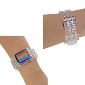 Gpack Apple Watch 4 5 44mm Kordon Kalın Silikon Saatle Birleşik Kordon İle Uyumlu - 2