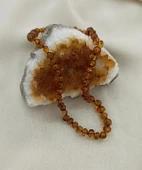 Kolye Kehribar Amber Doğaltaş Düğümlü Bebek Kolyesi - 2