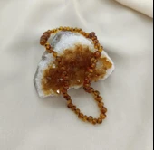 Kolye Kehribar Amber Doğaltaş Düğümlü Bebek Kolyesi - 5