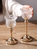 İskandinav Tarzı Kristal Cam Mumluk - Küçük Boy (Mum Hediyeli) - 3