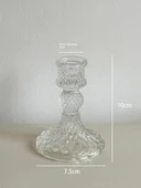 Fransız Kabartmalı Cam Şamdan - Elmas Kabartmalı - 1