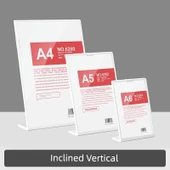 Akrilik Poster Çerçeve Standı - Eğimli Dikey Beyaz A6 - 1