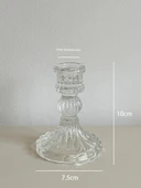 Fransız Kabartmalı Cam Şamdan - Dikey Kabartmalı - 1