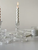 Fransız Kabartmalı Cam Şamdan - Elmas Kabartmalı - 8