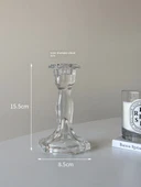 Fransız Kabartmalı Cam Şamdan - Yüksek Altıgen - 1