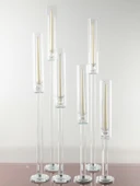 Kristal Şamdan - Tekli - 70cm - Şeffaf - 5