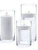 Avrupa Tarzı Cam Yüzen Mumluk - 6.5cm Çap x 15cm Yükseklik, 3 Saatlik Mum - 6