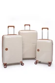 Elatae Exclusive Pro Polipropilen Kırılmaz 3'lü Valiz Seti Büyük - Orta ve Kabin Boy Bej - Camel 5239 thumbnail 1