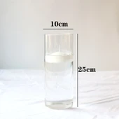 Avrupa Tarzı Cam Yüzen Mumluk - 10cm Çap x 25cm Yükseklik, 7 Saatlik Mum - 1