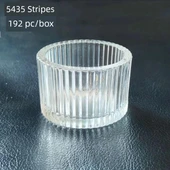 Çizgili Cam Aromaterapi Mumluk - Yüksek Model Tealight Mum Kabı - 5761 - 6