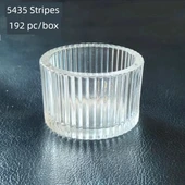 Çizgili Cam Aromaterapi Mumluk - Dikey Çizgili Tealight Mum Kabı - 5435 - 1
