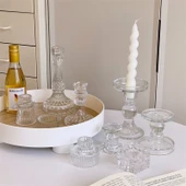 Pastoral Stil Sütlü Çay Kokulu Mum 2'li Kristal Cam Şamdan - 6