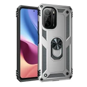 Gpack Xiaomi Poco F3 Kılıf Vega Tank Koruma Standlı Yüzüklü MıknatıslıNano Glass - 6