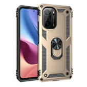 Gpack Xiaomi Poco F3 Kılıf Vega Tank Koruma Standlı Yüzüklü MıknatıslıNano Glass - 4